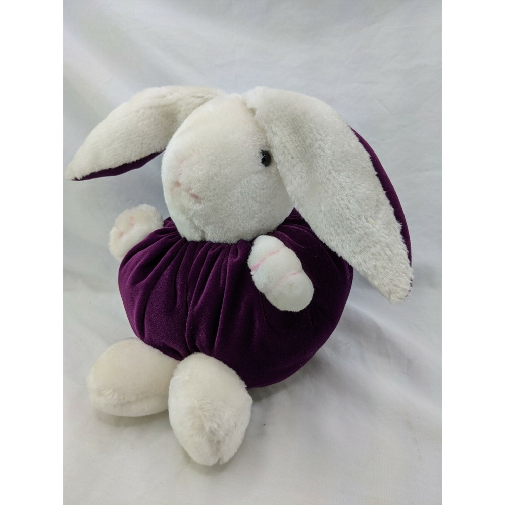 King Plush White Rabbit 11 Inch Purple Round‎ Body Stuffed Animal Toy